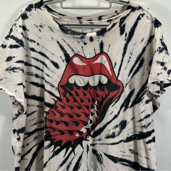The Rolling Stones Black and White Tie-Dye Tee - Picture 2 of 8